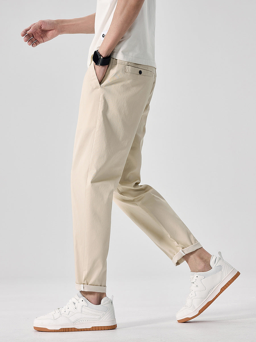 Men’s Slim-Fit Cropped Casual Trousers