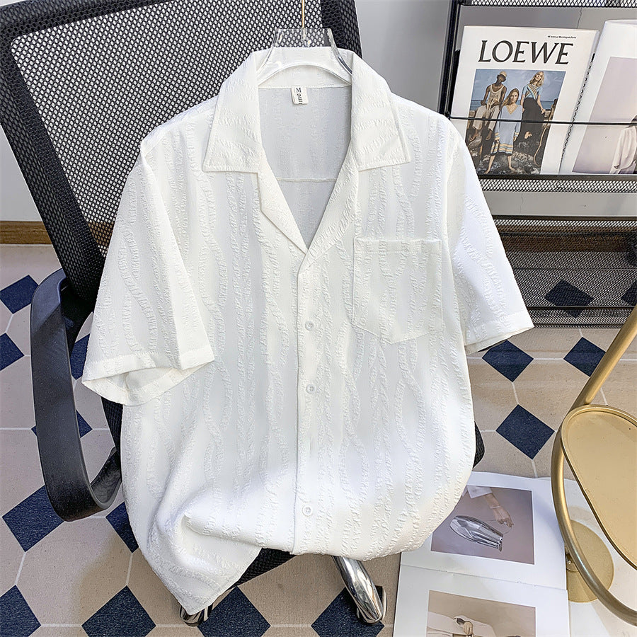 Textured Cuban Collar Shirt