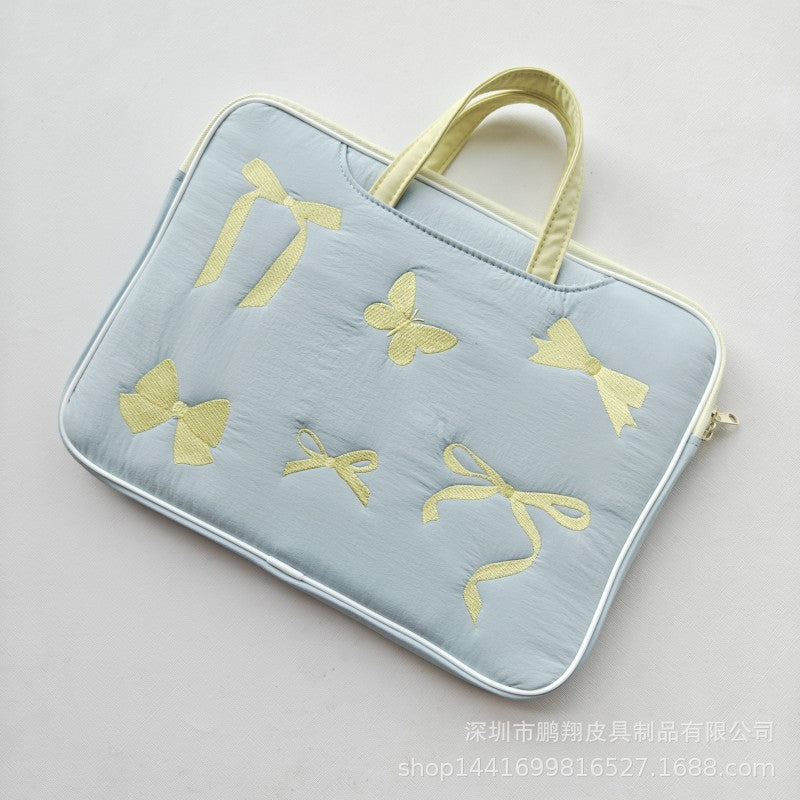 Embroidered Butterfly Bow Laptop Bag