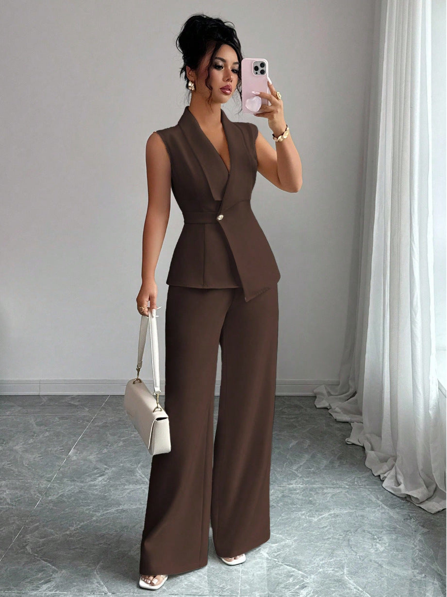 Blazer and Wide Leg Trousers Two Piece Set