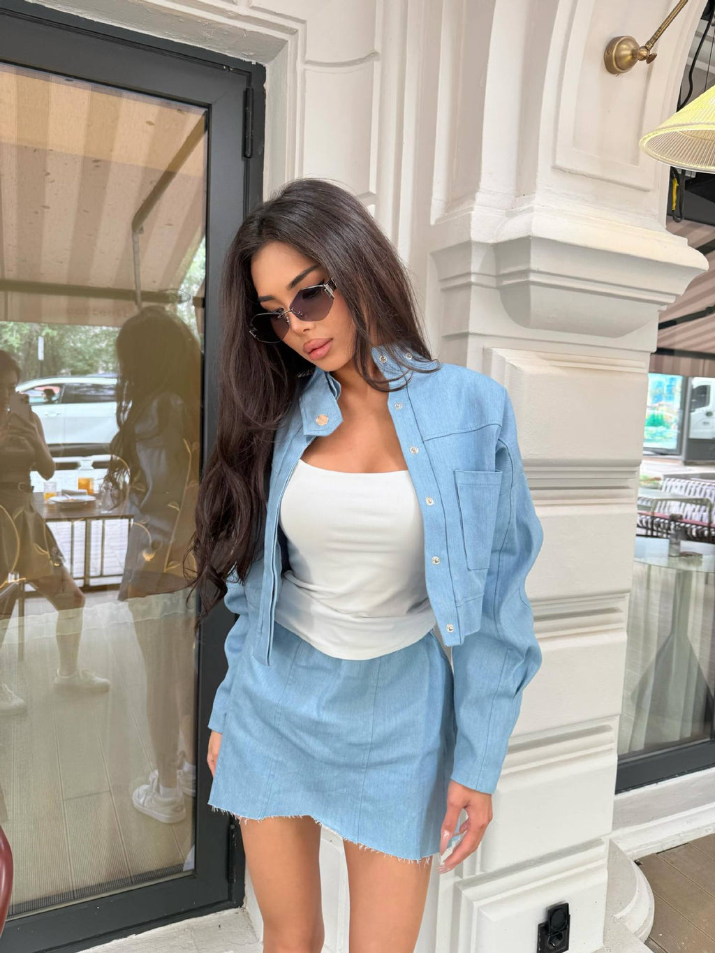 Polo Collar Skirt Set