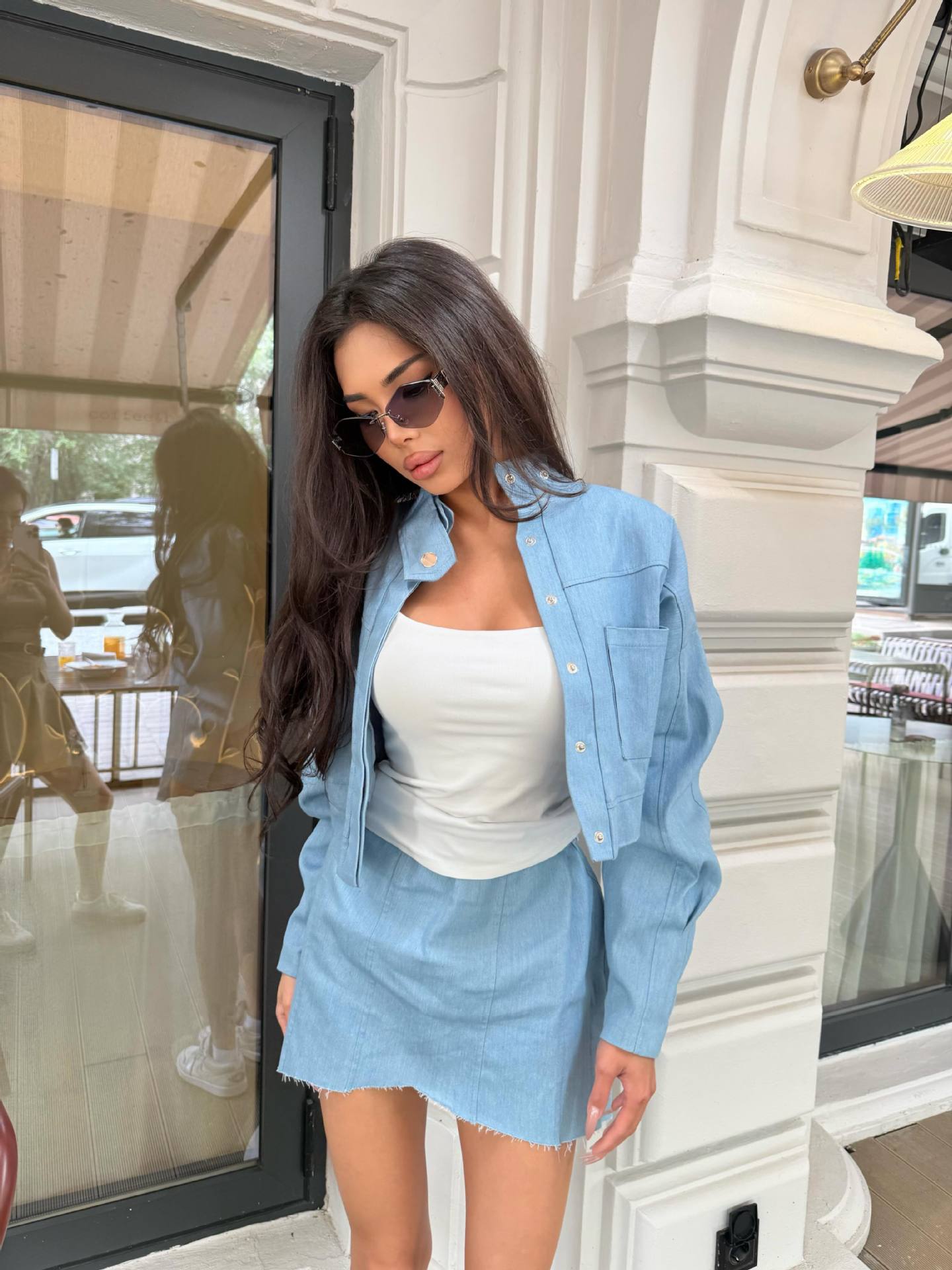 Polo Collar Skirt Set