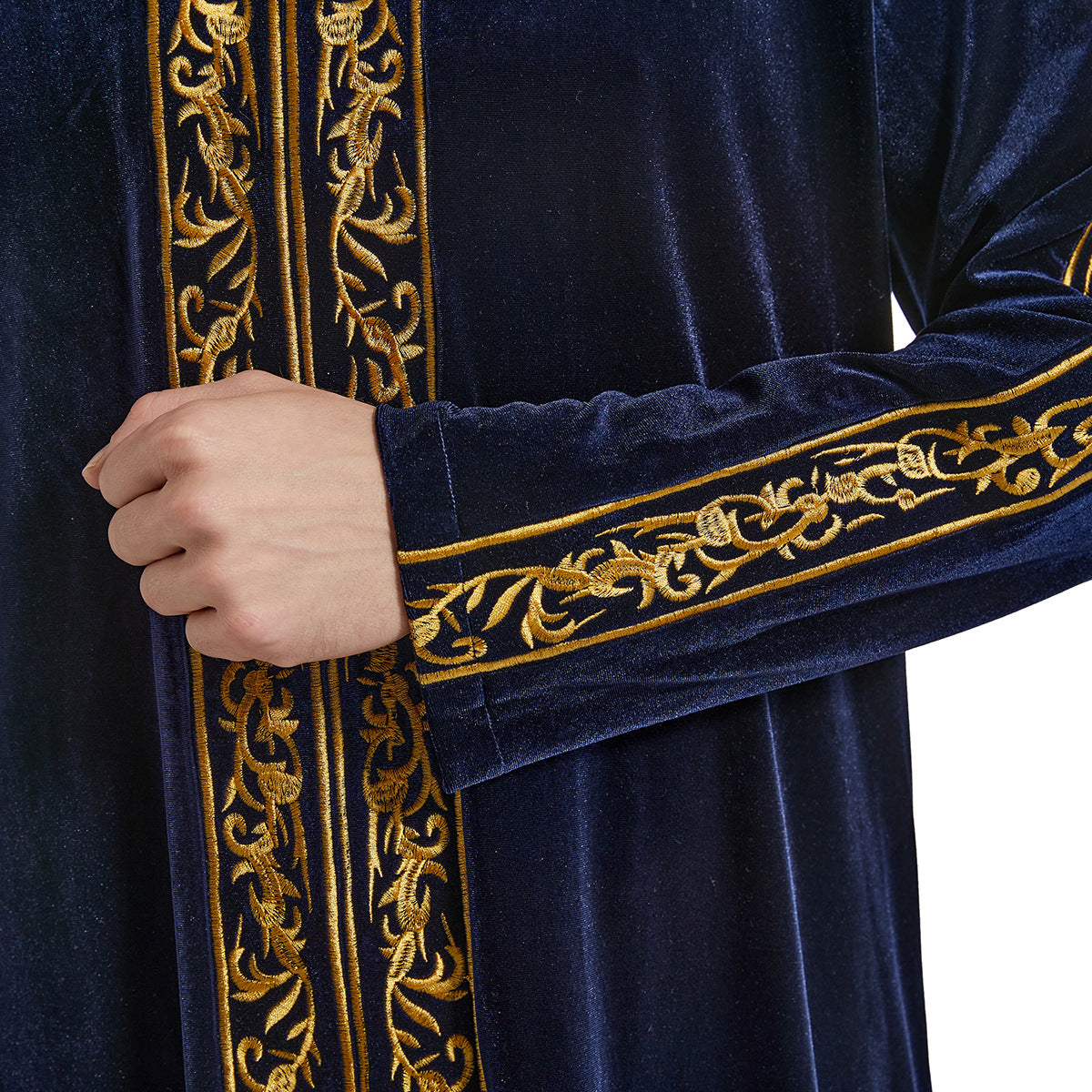 Gold-Embroidered Velvet Kaftan