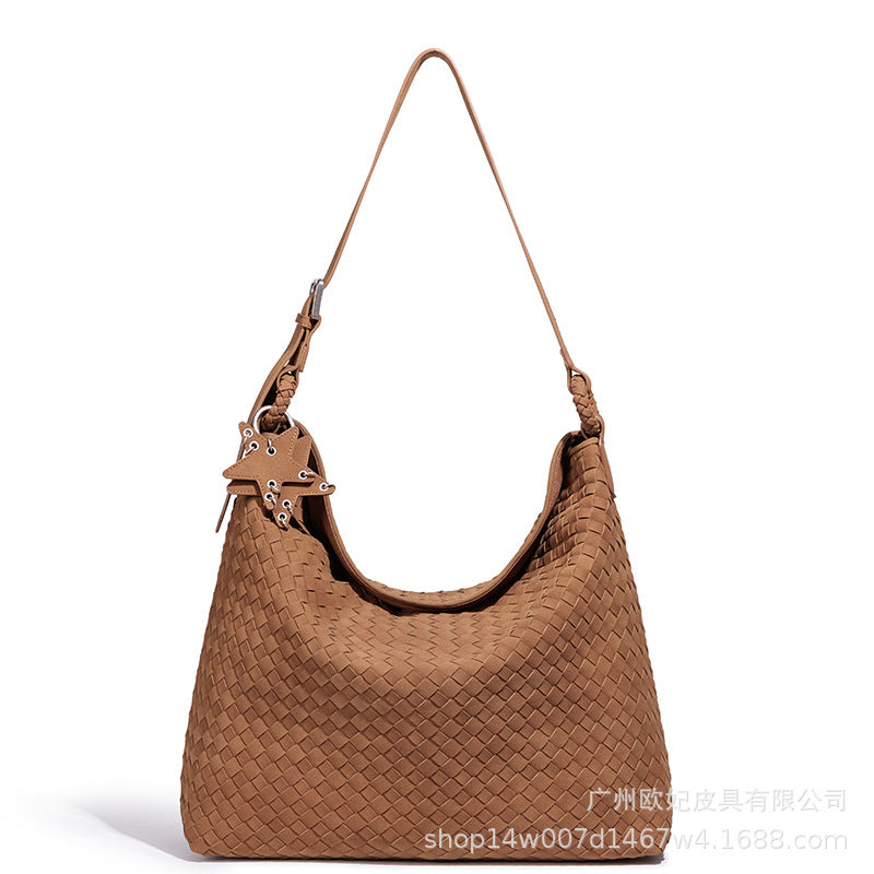 Suede Woven Tote Bag: