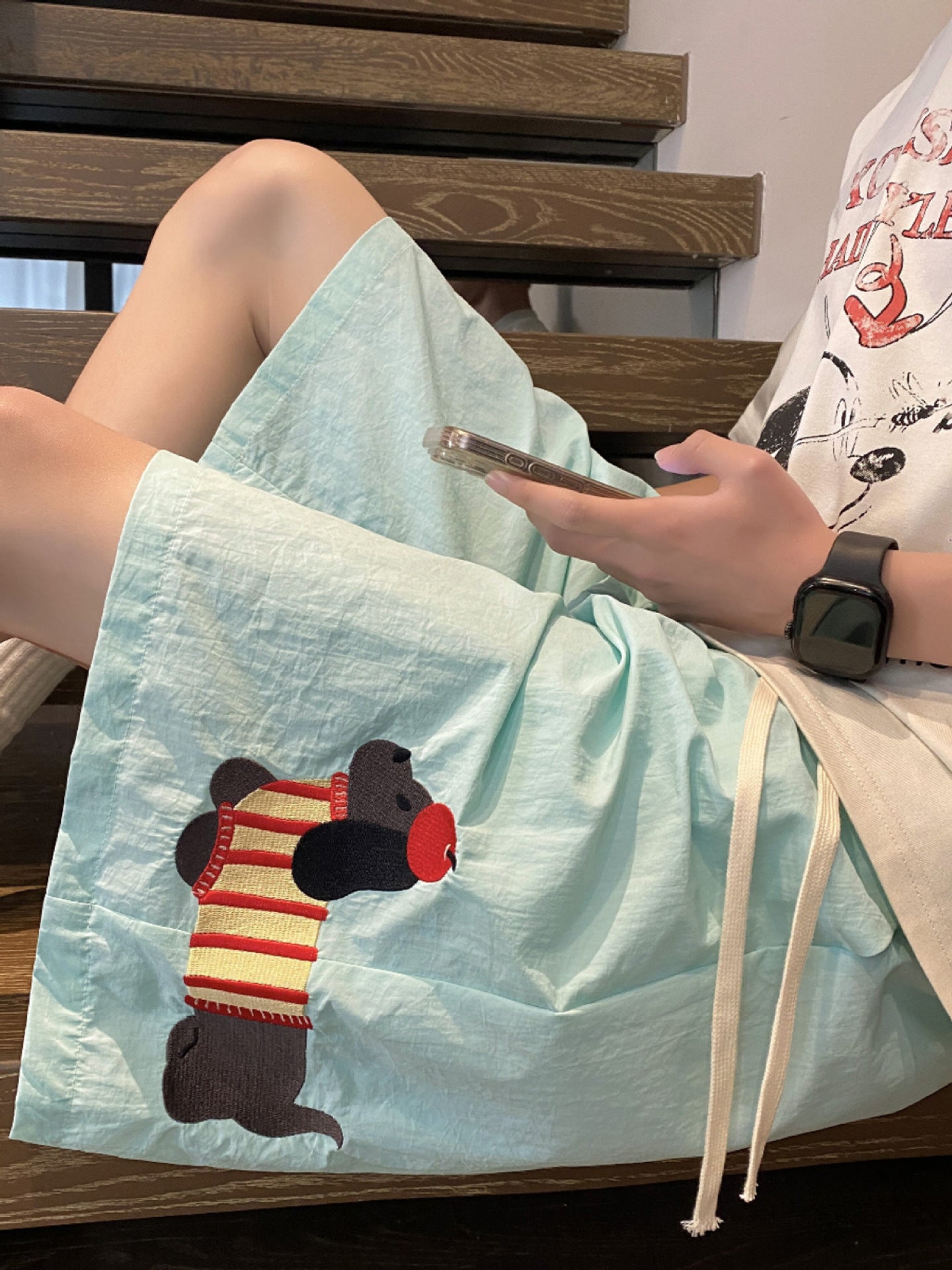 Embroidered Bulldog Sport Shorts