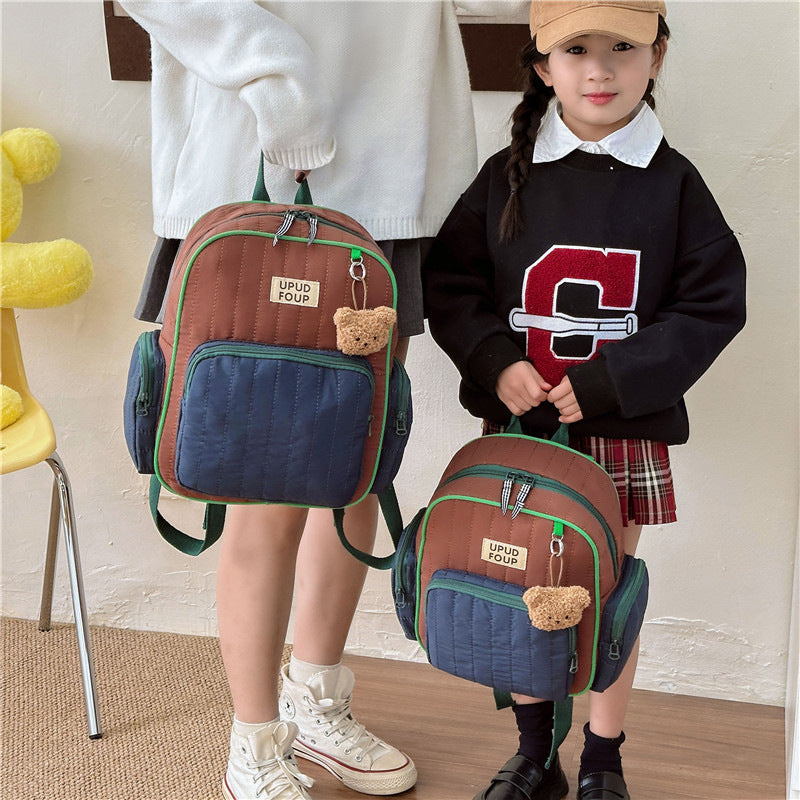Quilted Bear Charm Backpack