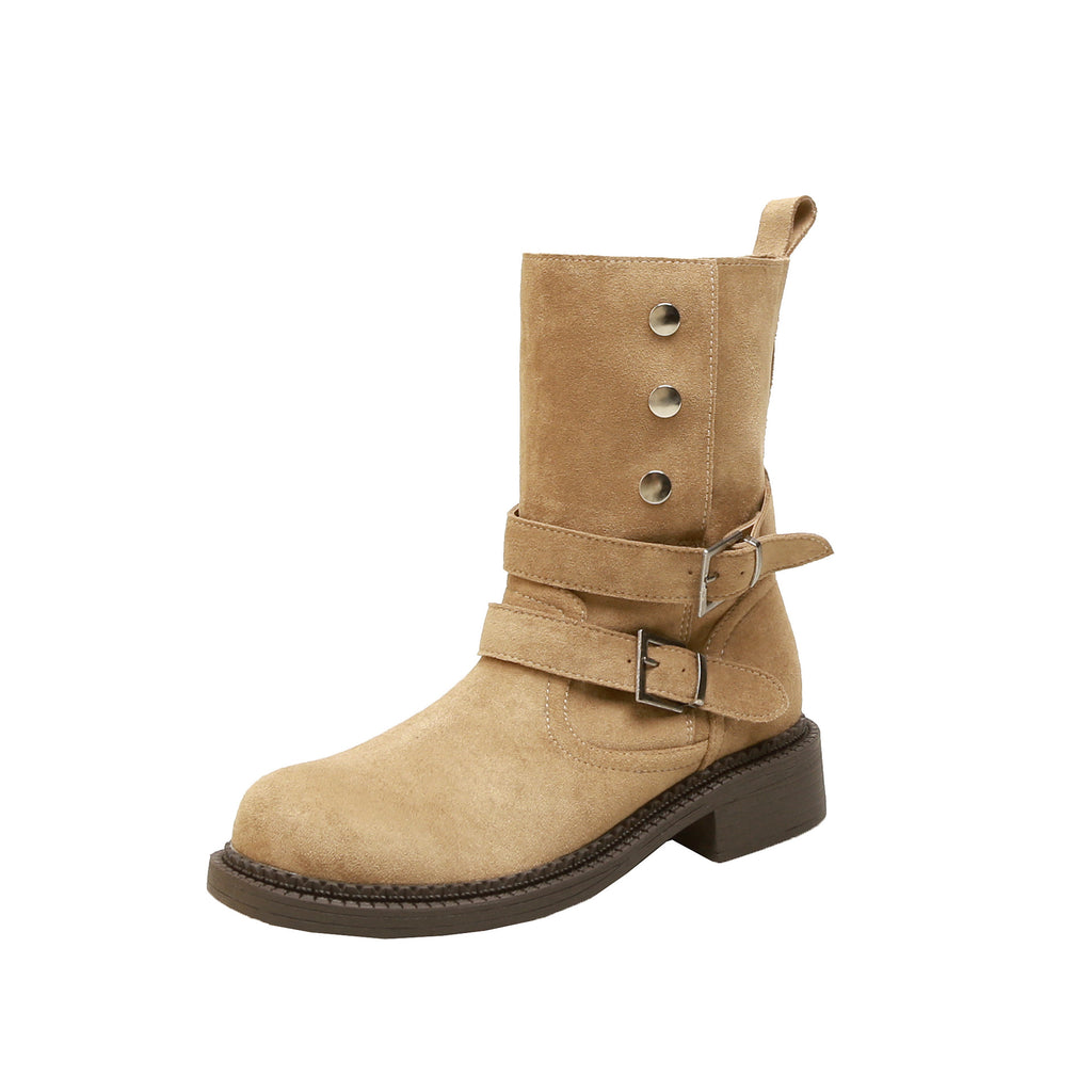 Buckle Chunky Heel Ankle Boots