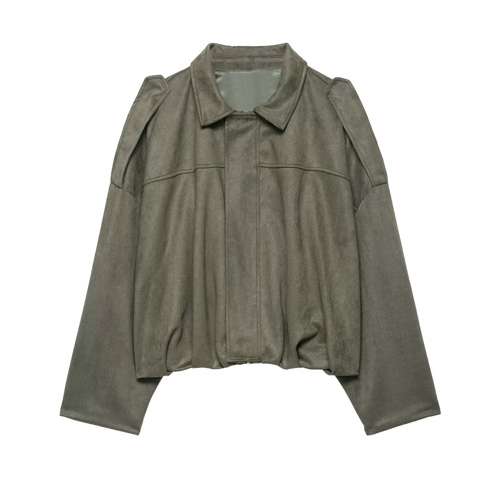 Faux Suede Casual Bomber Jacket