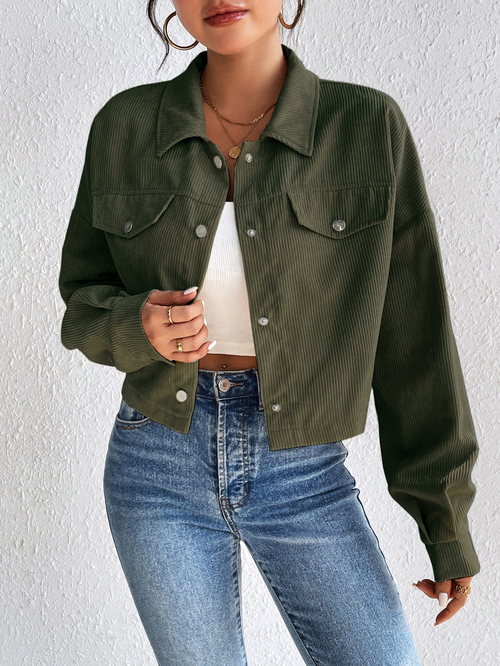 Corduroy Crop Utility Jacket