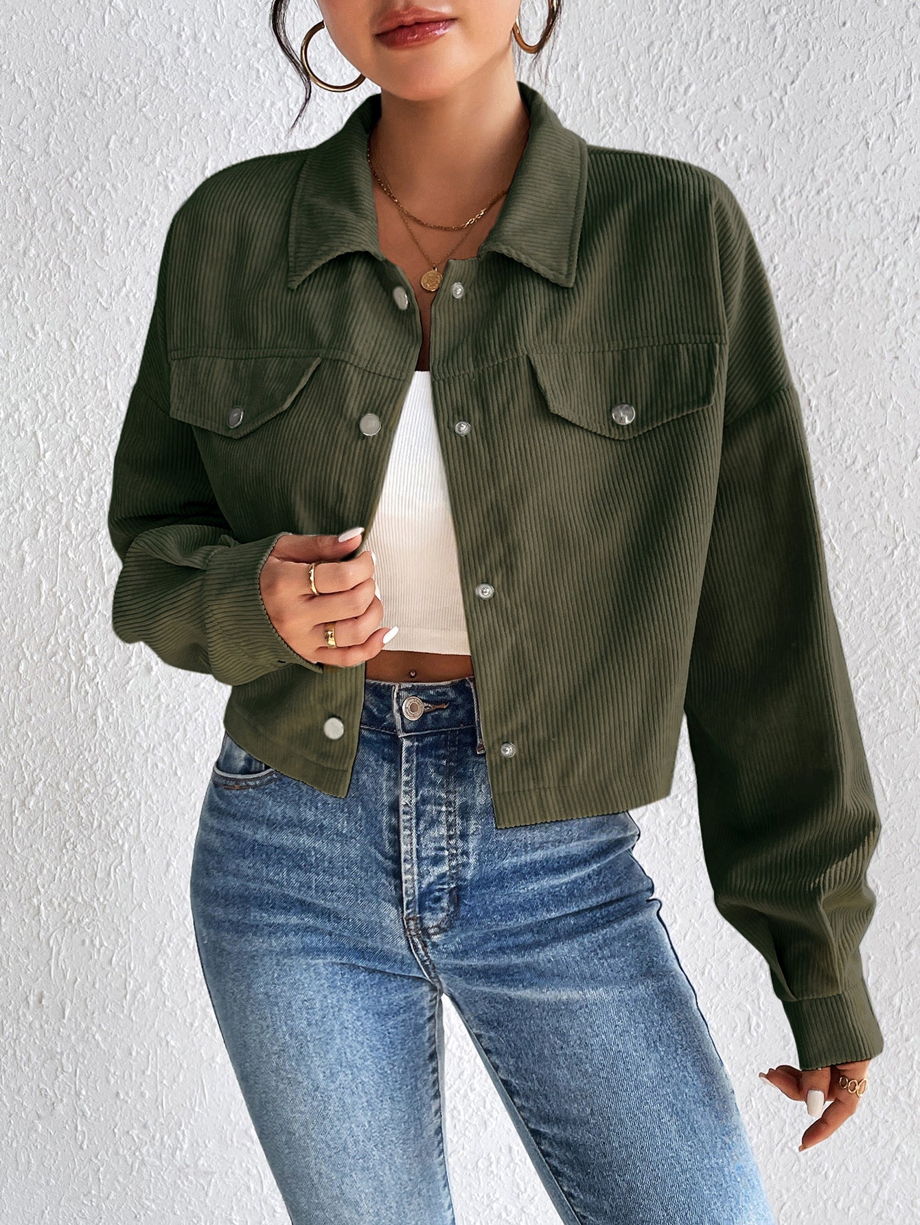 Corduroy Crop Utility Jacket