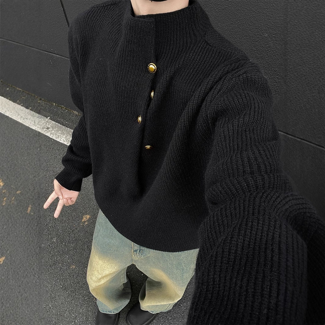 Asymmetric Button Knit Sweater