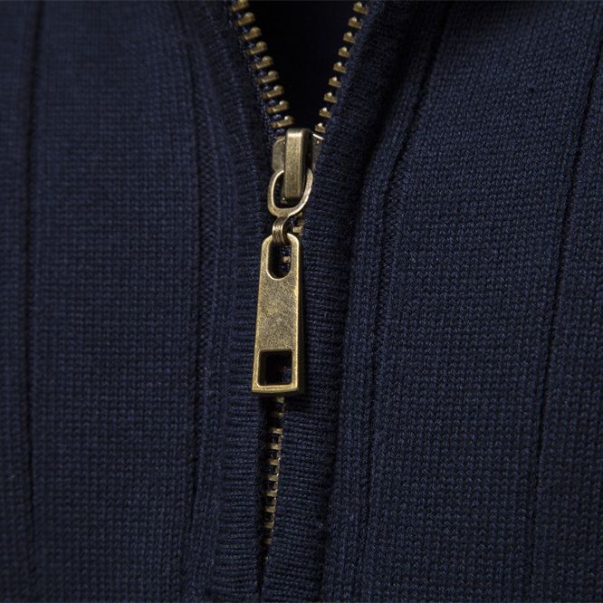 Vertical Stripe Quarter Zip Knit