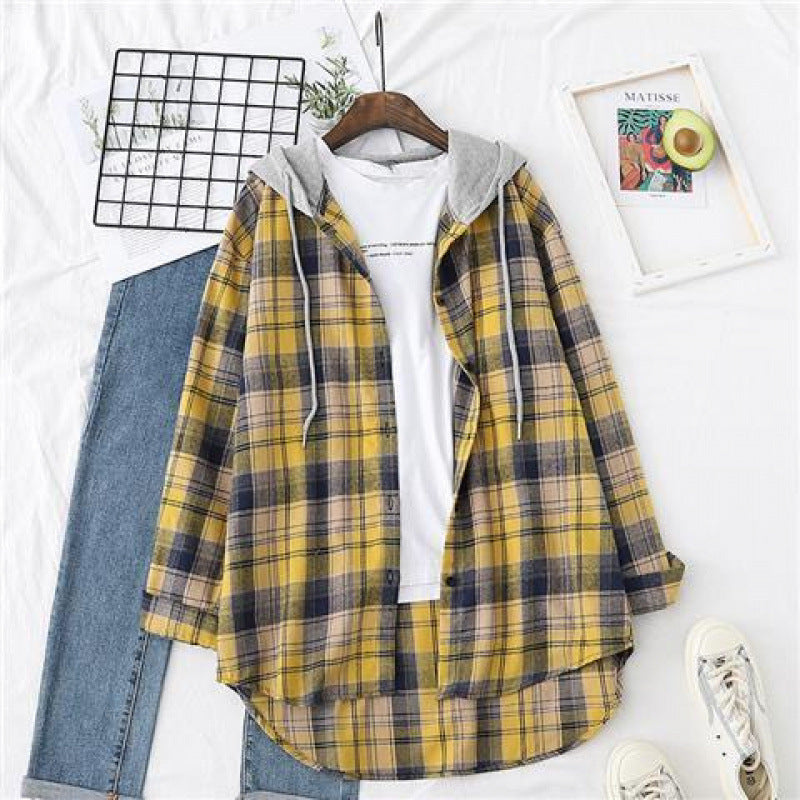 Plaid Flannel Hoodie Shirt