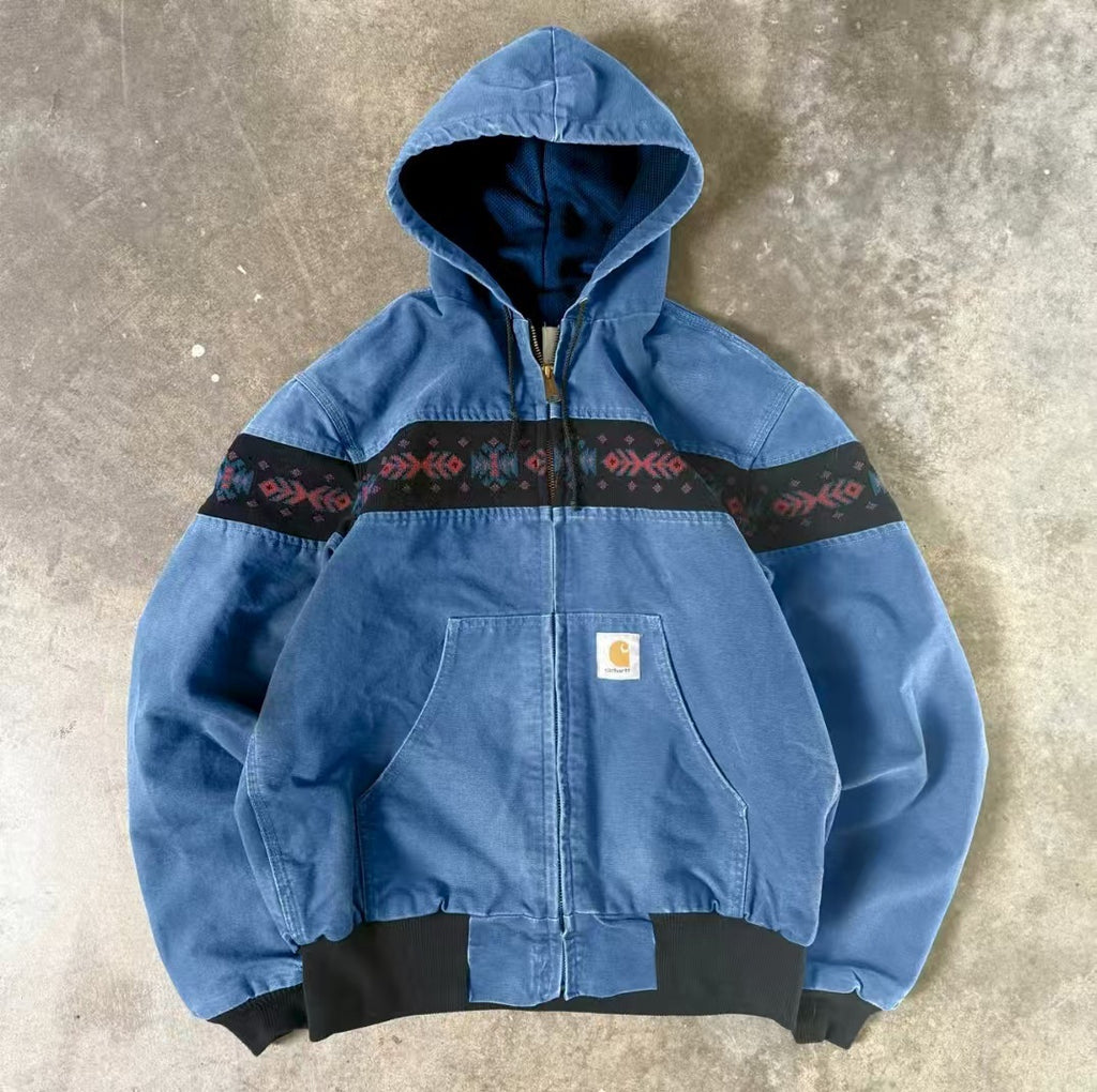 Aztec-Trimmed Canvas Hooded Jacket