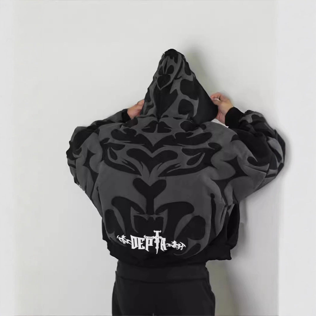 Tribal-Edge Oversized Zip Hoodie