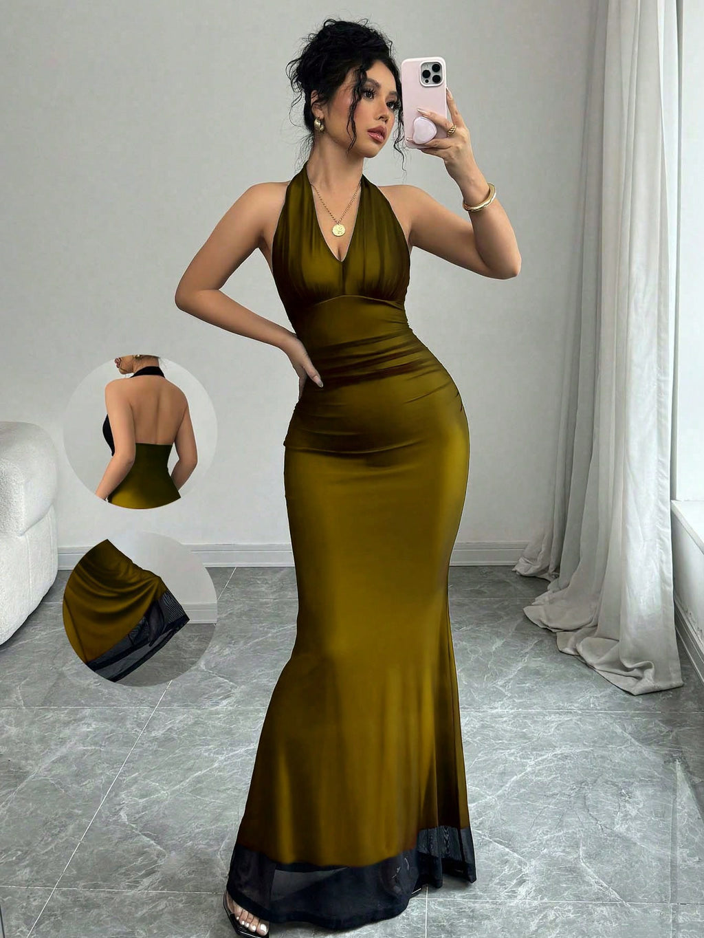 Elegant Halter Backless Maxi Gown