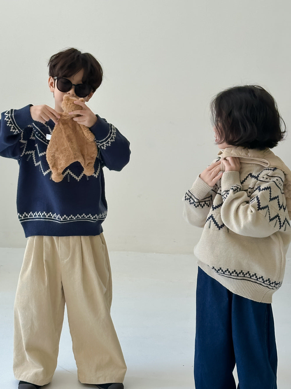 Kids' Wave-Knit Crewneck Sweater
