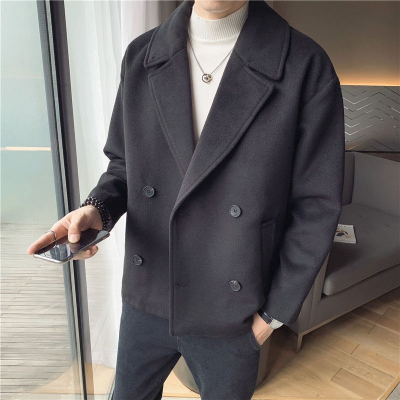 Double-Breasted Woolen Pea Coat