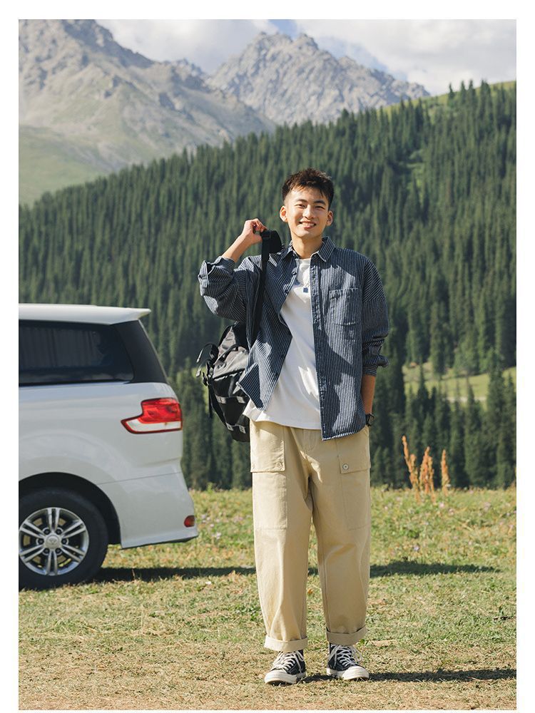 Relaxed Striped Denim Jacket Shirt