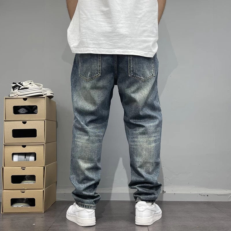 Distressed Straight-Leg Streetwear Denim