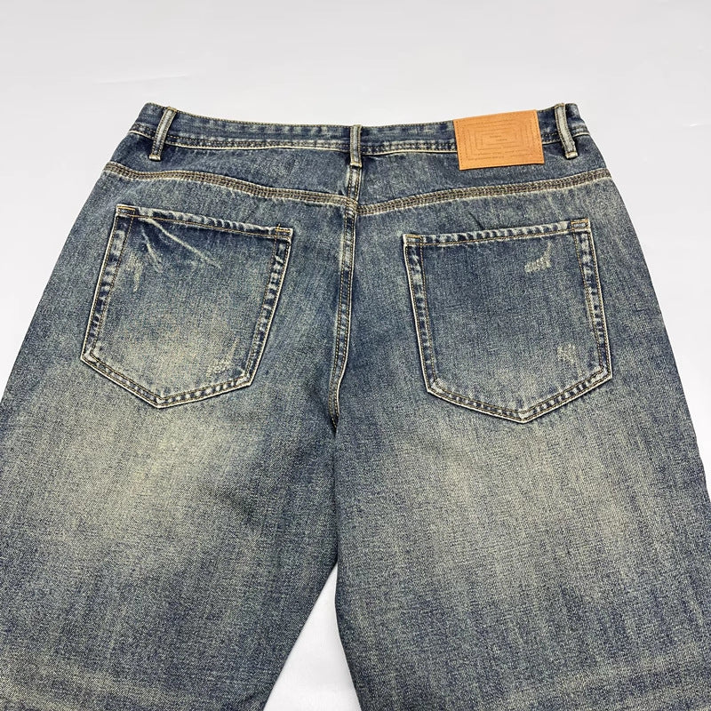 Vintage Patchwork Straight-Leg Jeans