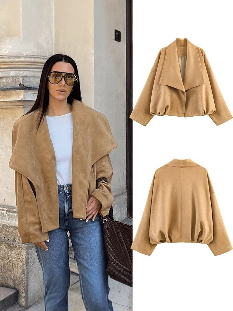Women's Faux Suede Cropped Jacket