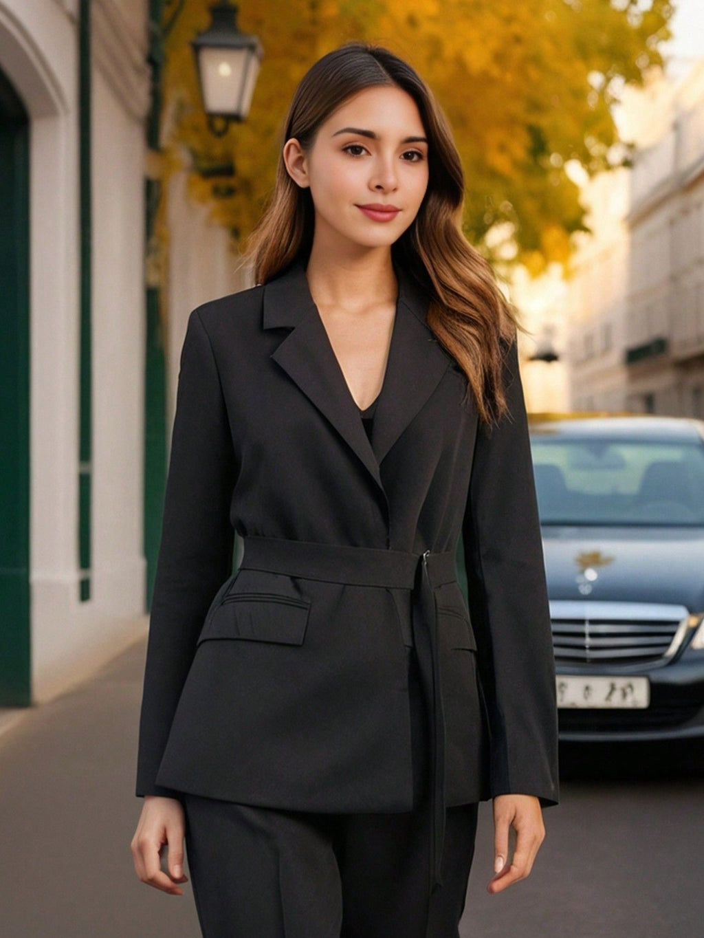 Women's Belted Tailored Blazer