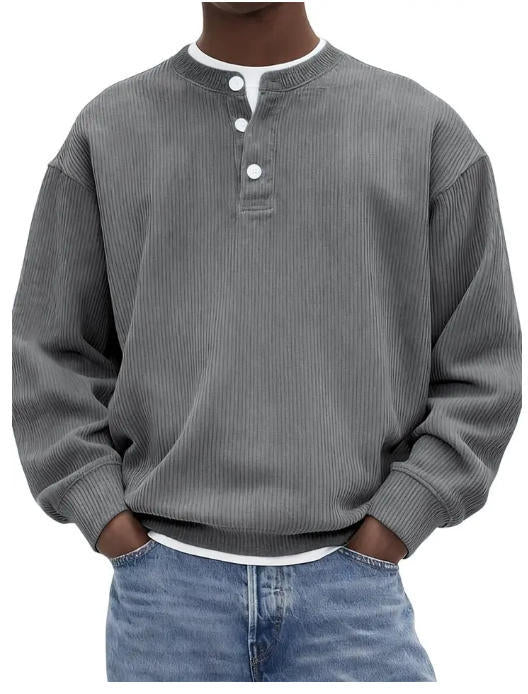 Ribbed Knit Henley Pullover