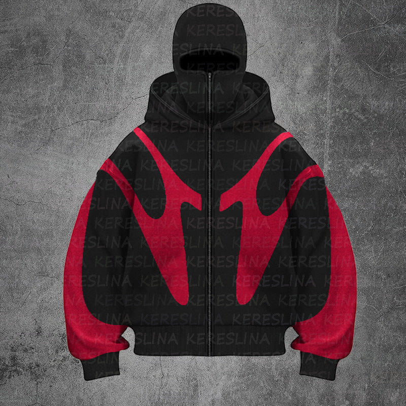 Abstract Zip-Up Hoodie