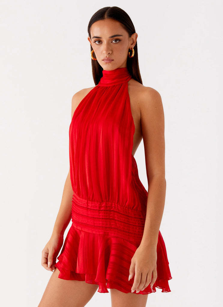 Backless Tie-Up Halter Dress