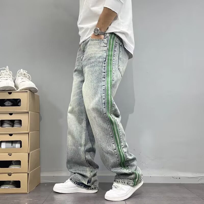 Retro Side Stripe Straight Leg Jeans