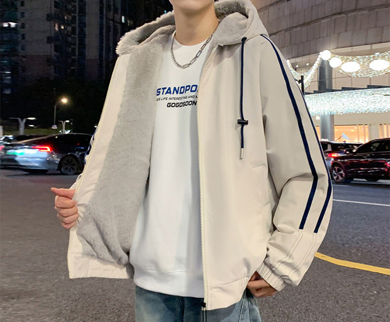 Fleece-Lined Hooded Bomber Jacket