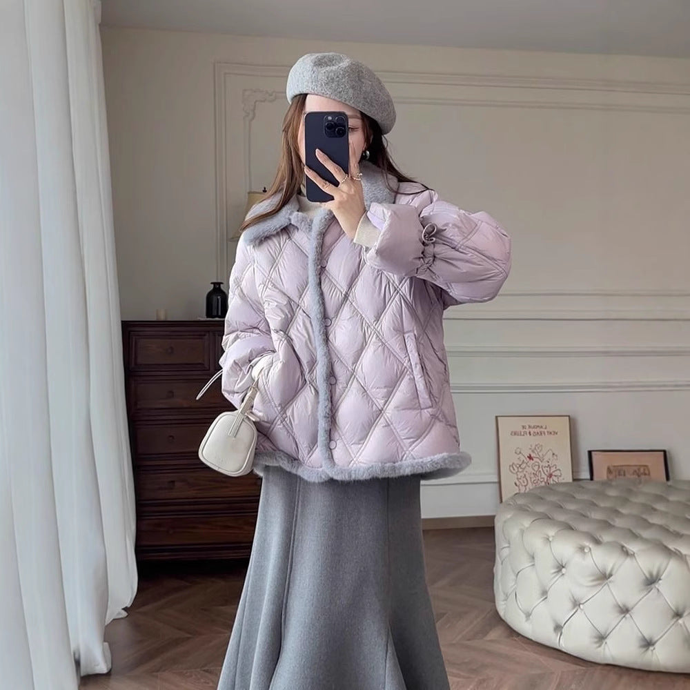 Puffer Jacket with Faux Fur Trim