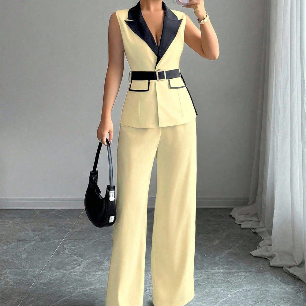 Sleeveless Blazer and Trousers Set