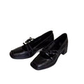 Square-Toe Bow Mary Jane Heels