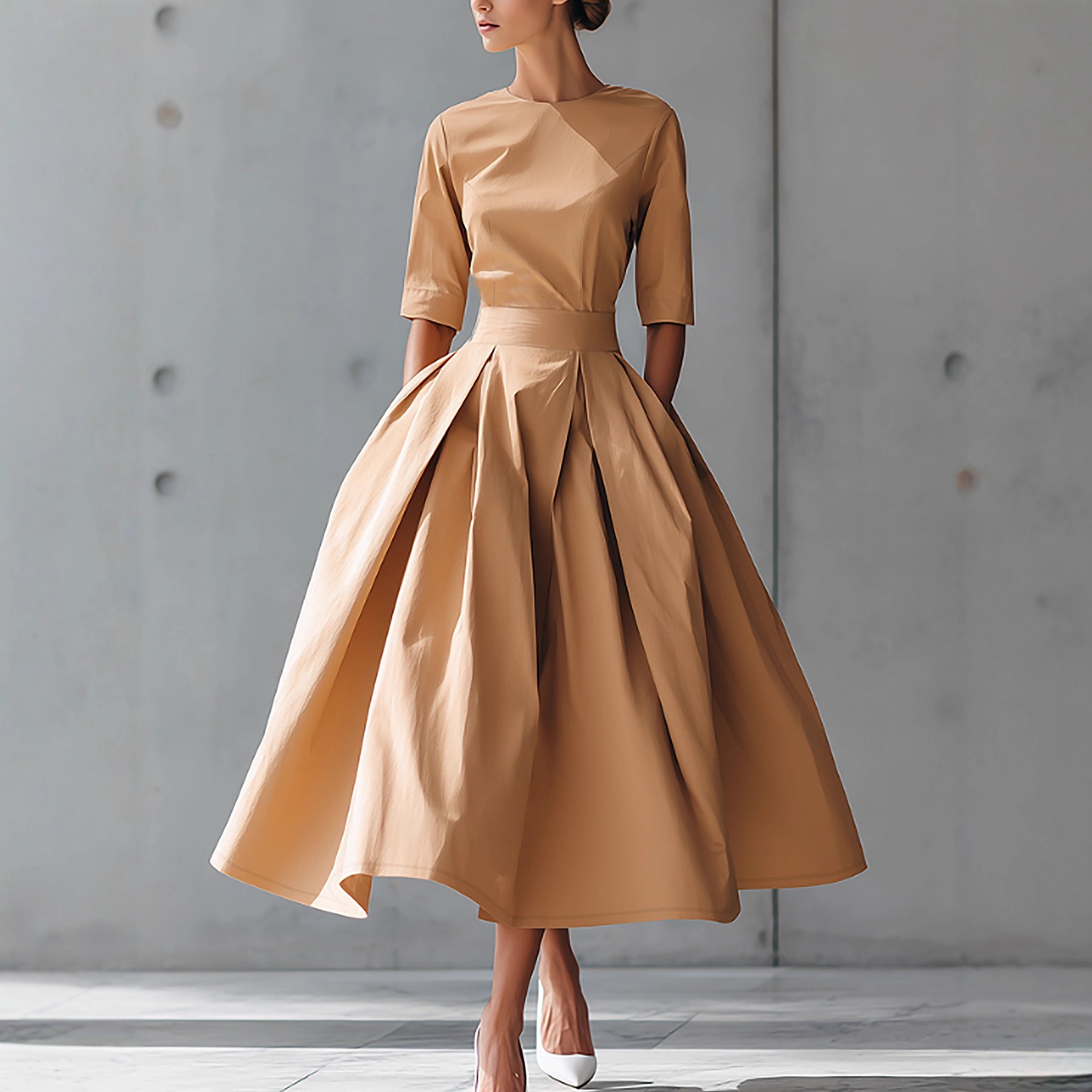 Elegant Pleated Midi Dress