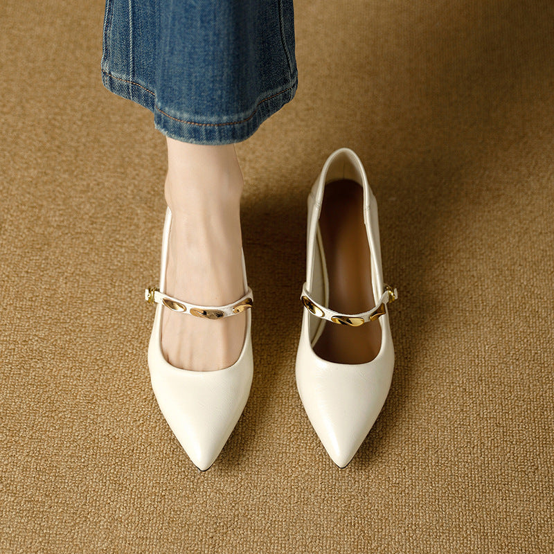 Gold Bar Pointed-Toe Heels