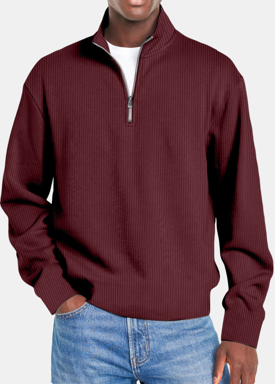 Ribbed Quarter-Zip Pullover