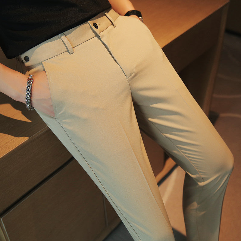 Adjustable-Waist Slim Fit Tailored Trousers