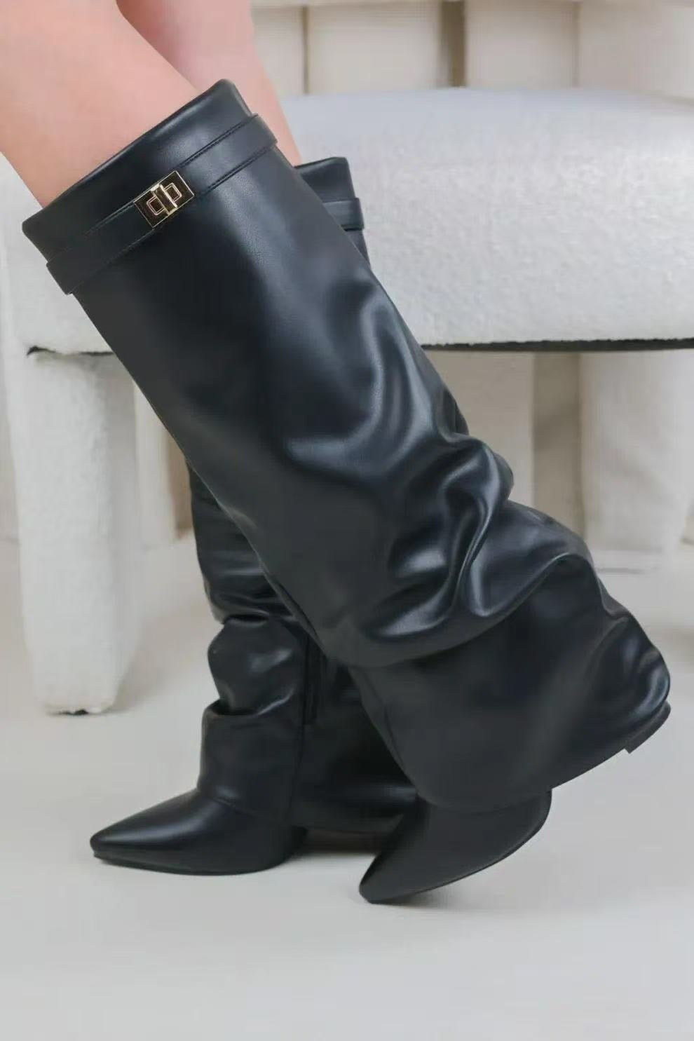 Buckle Slouch Boots