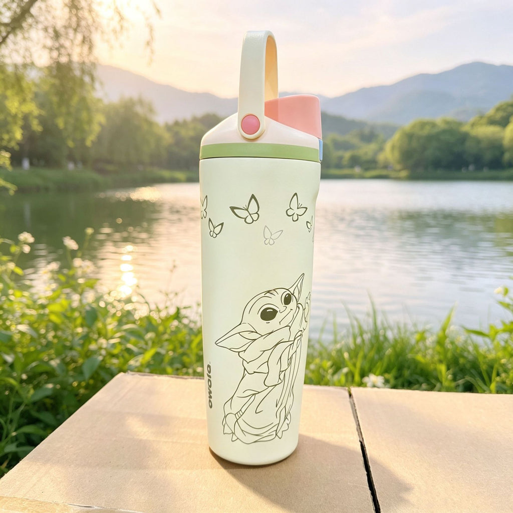 30oz Printed Insulated Water Bottle with Straw