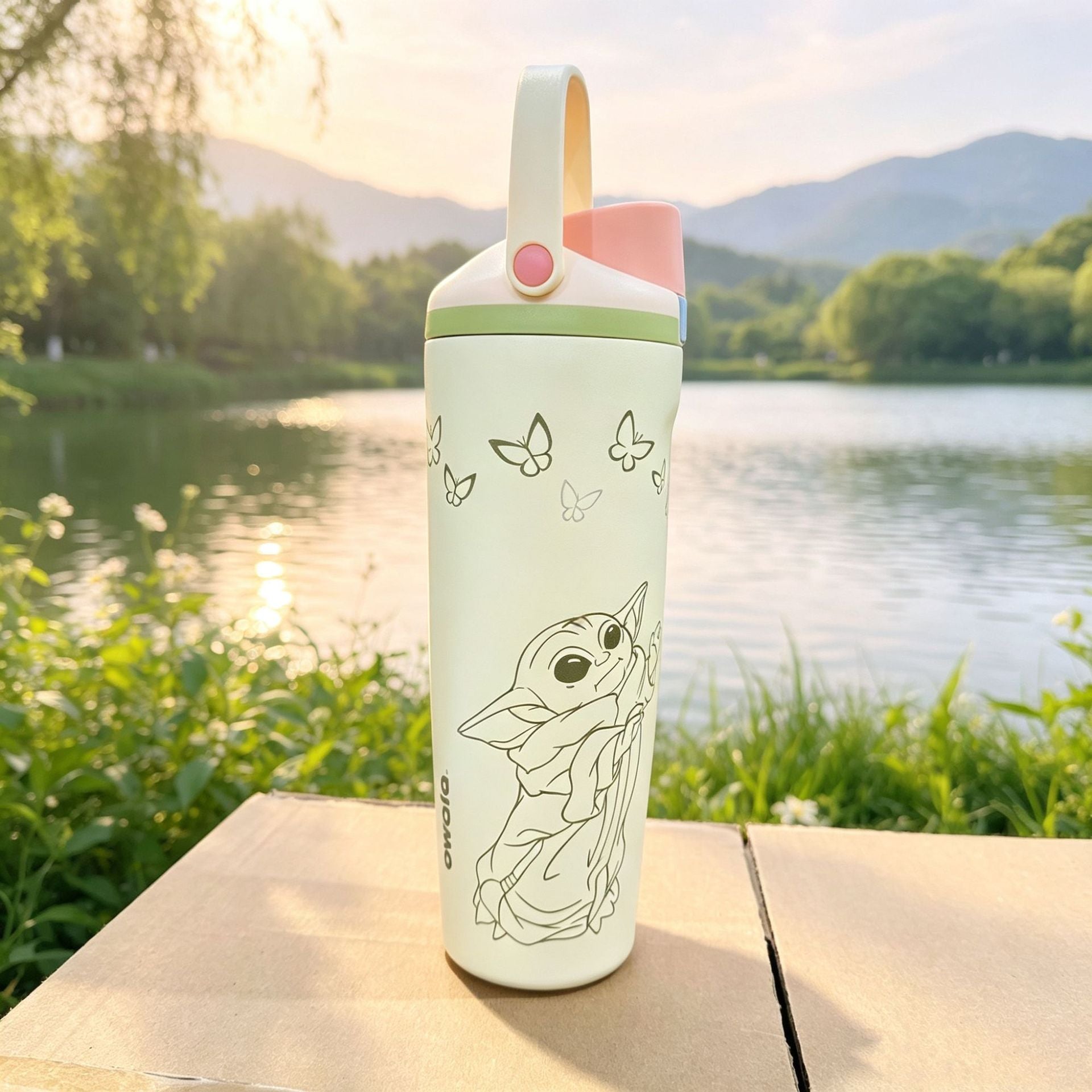 30oz Printed Insulated Water Bottle with Straw