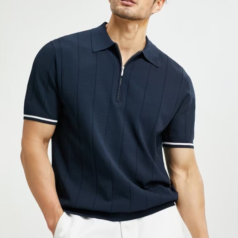 Knit Zip-Up Polo