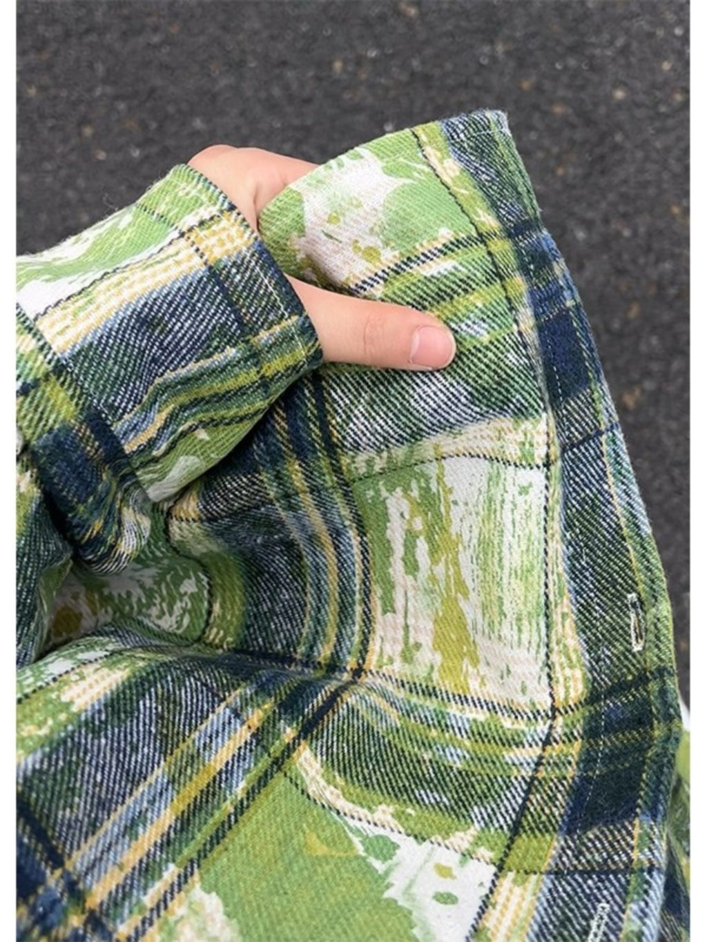 Plaid Splatter Print Overshirt