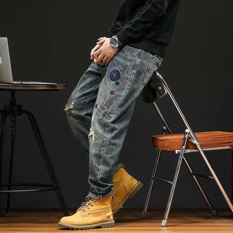 Urban Patchwork Tapered Denim