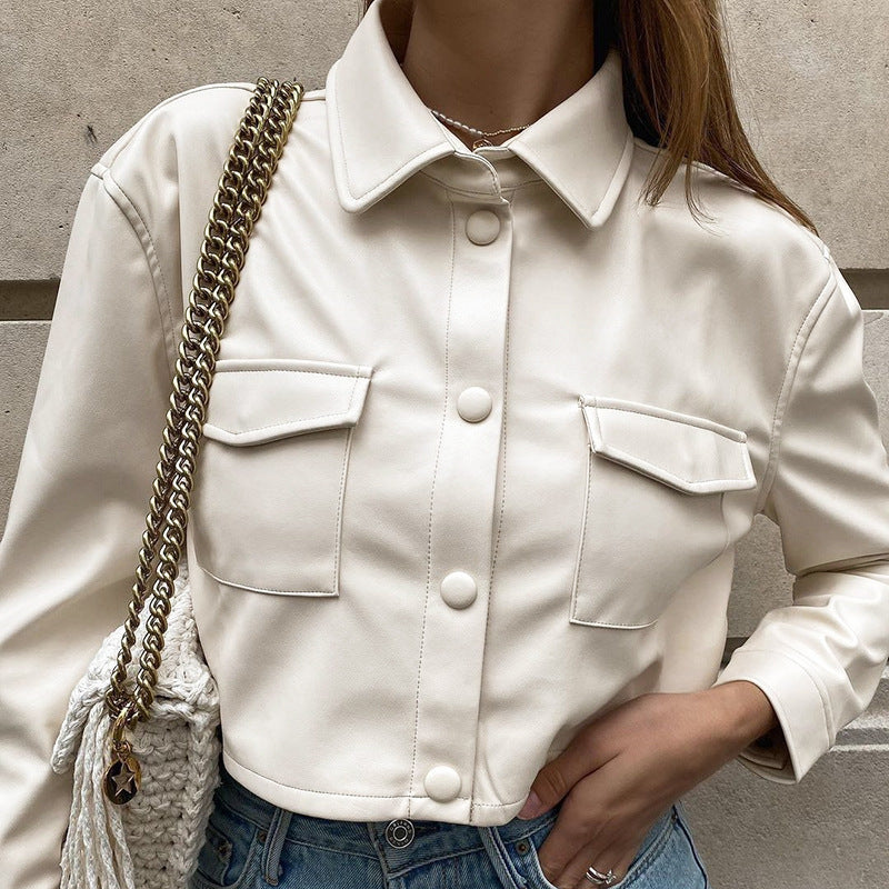 Cropped Faux Leather Jacket