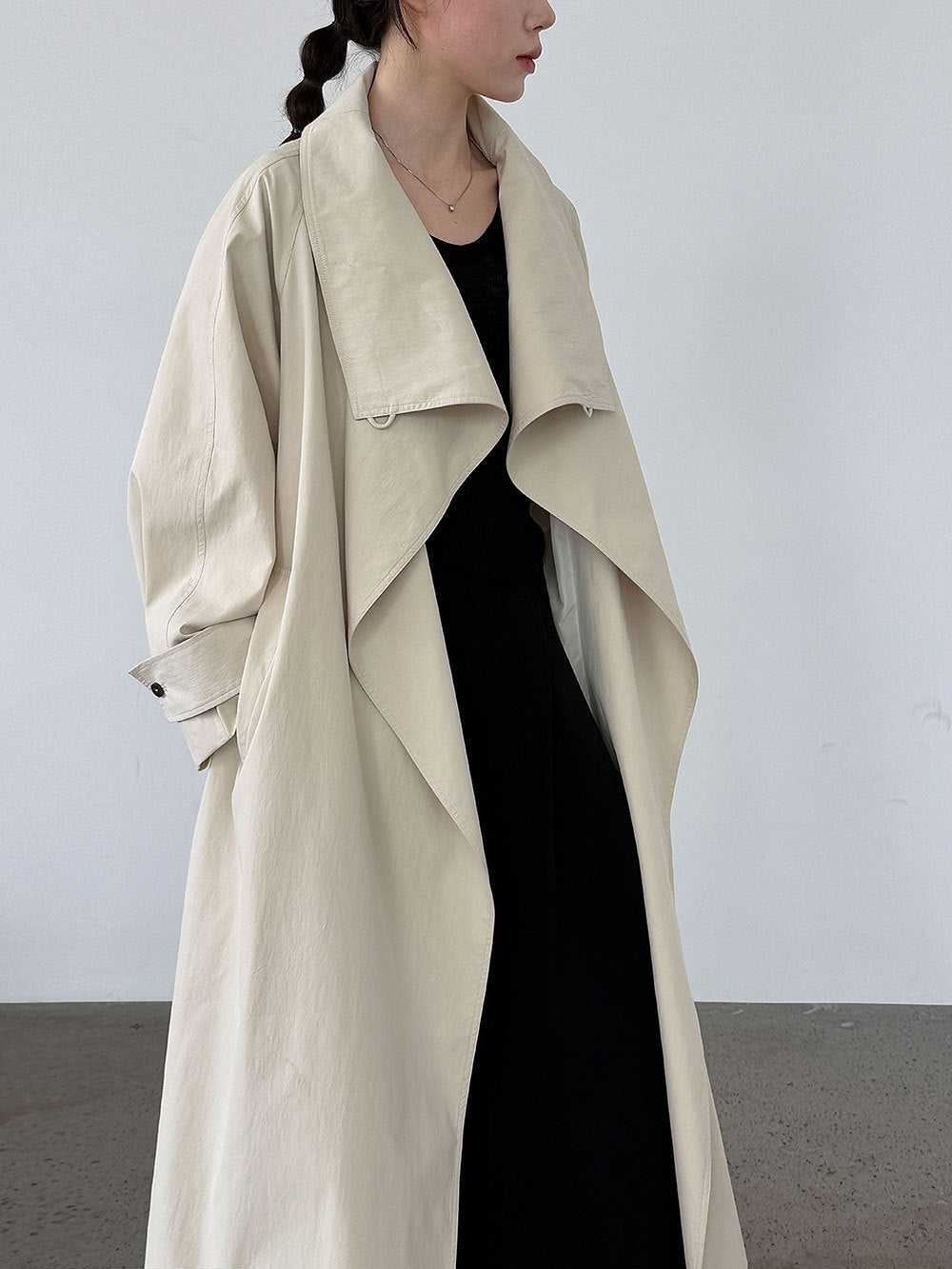 Minimalist Stand Collar Wrap Coat