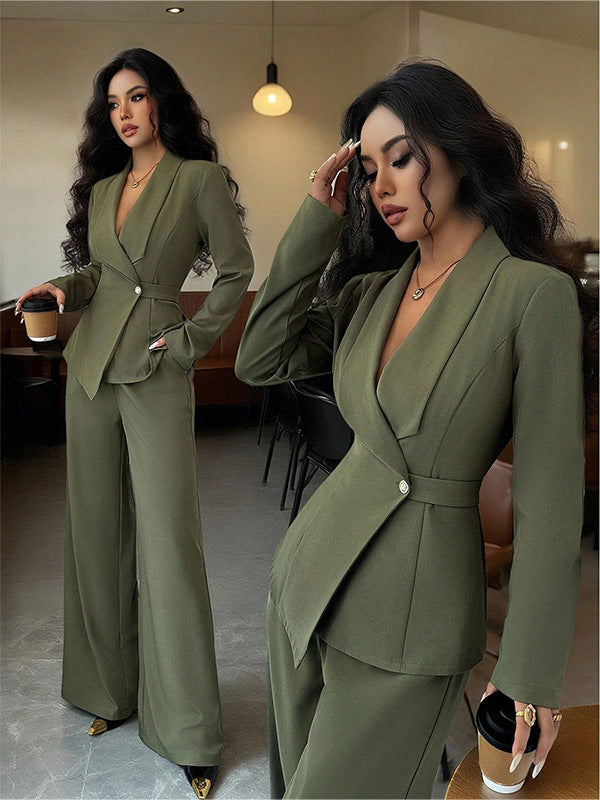 Blazer and Wide Leg Trousers Two Piece Set