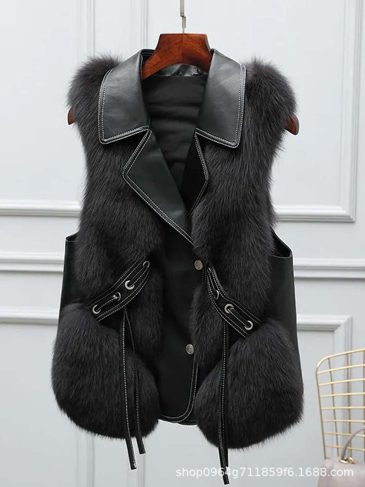 Faux Fur and Leather Vest