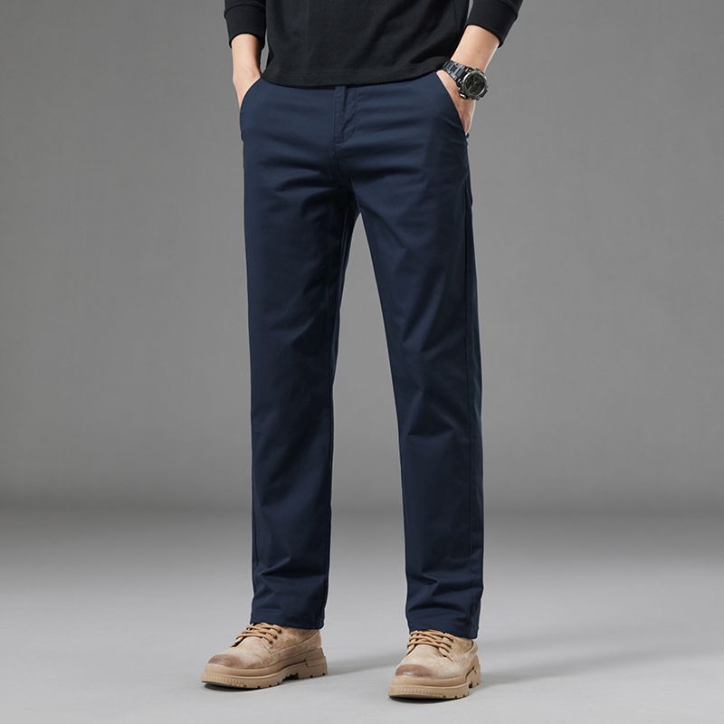 Premium Straight-Leg Cotton Stretch Casual Pants